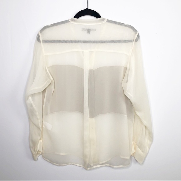 NAVEN sheer button down color block silk blouse - Picture 7 of 8